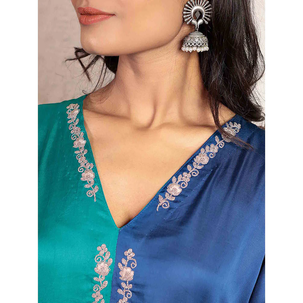 Spring Soul Half and Half Modal Silk Regular Kurta with Dori Work Embroidery - Image 3
