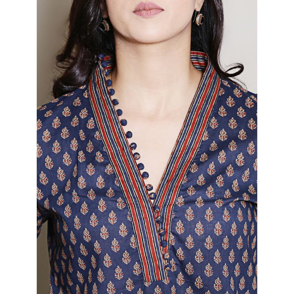 Spring Soul Navy Blue Printed Kurta - Image 3