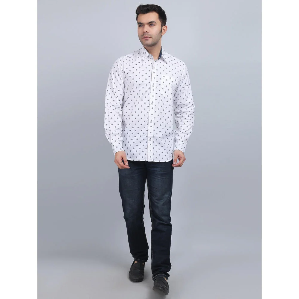 Spring Soul White Cotton Printed Full Sleeves Shirt - Image 4