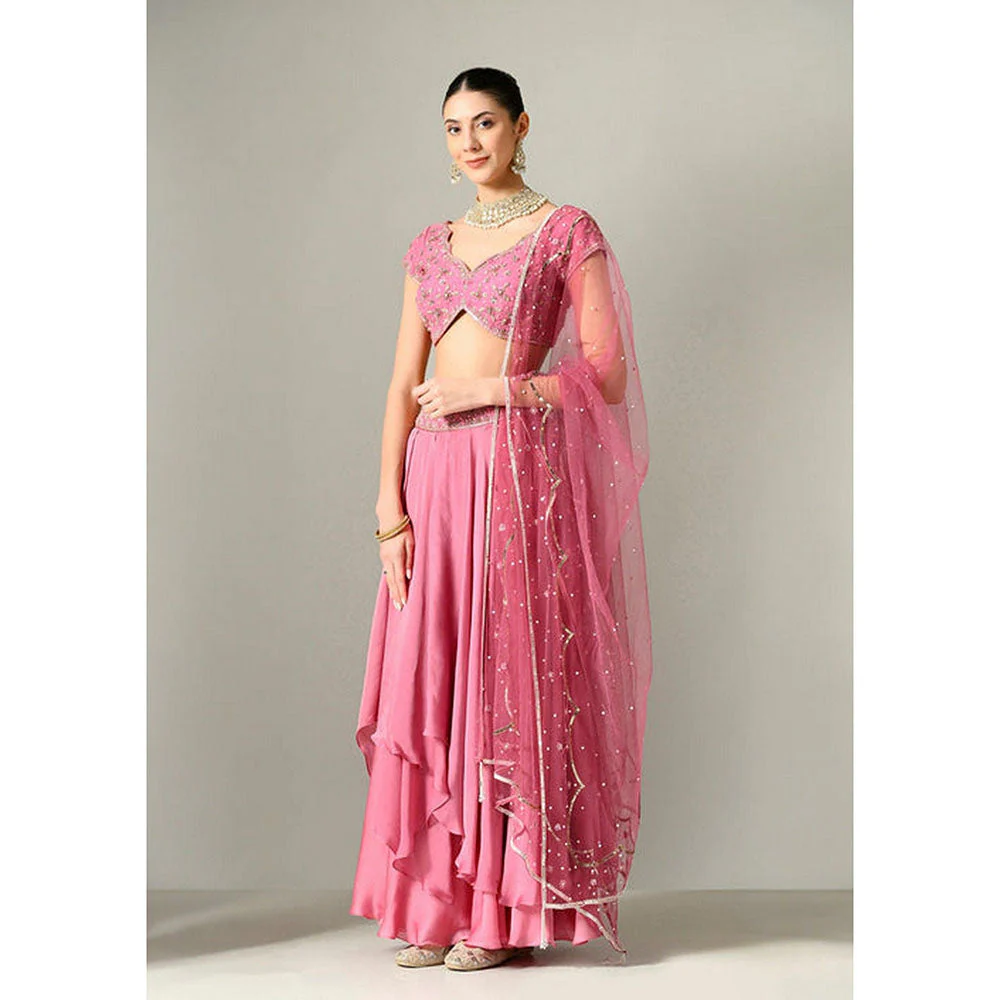 Sunanta Madaan Mauve Lehenga with Blouse and Dupatta - Image 3