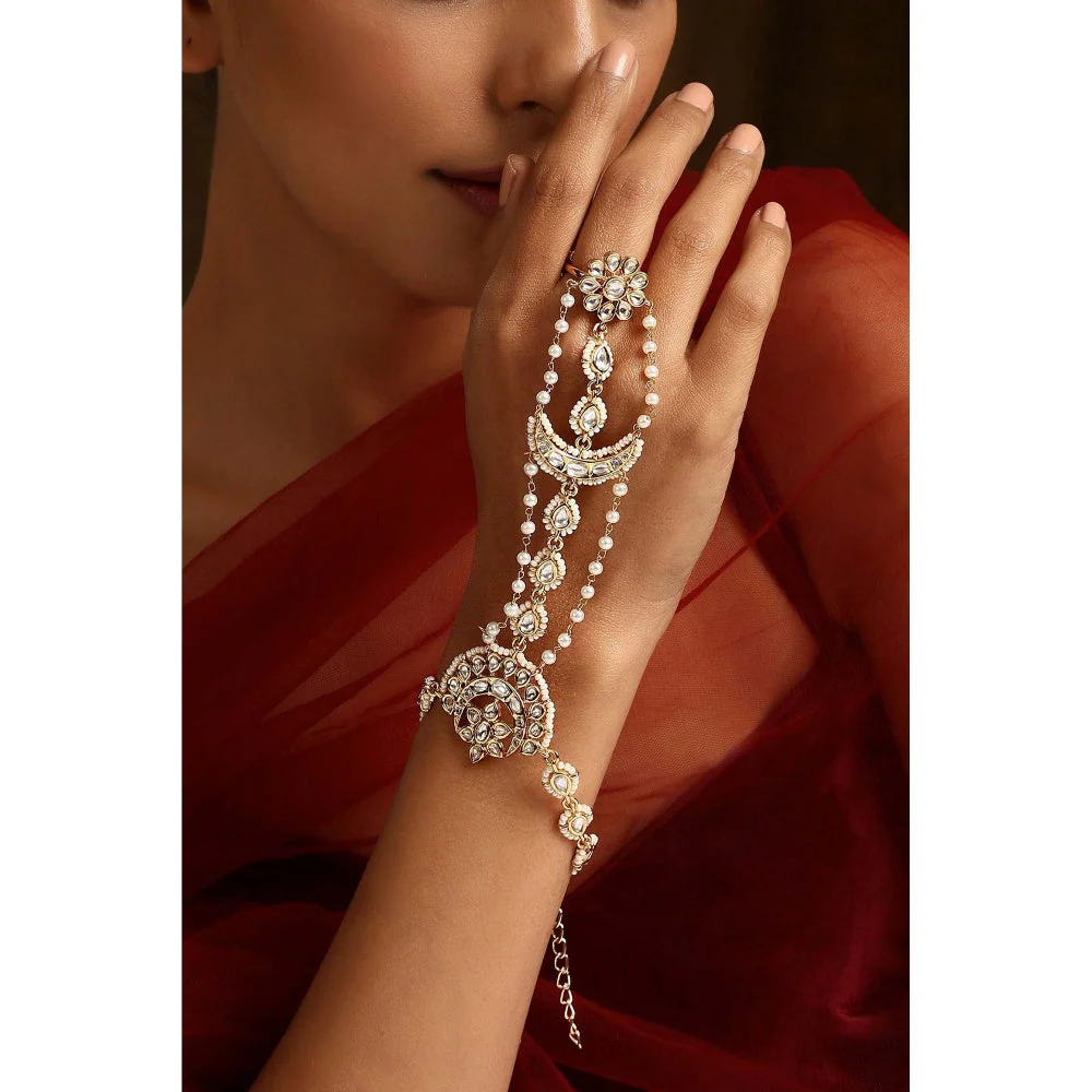 SWABHIMANN Bhumika Gold Polki Hath Phool - Image 3