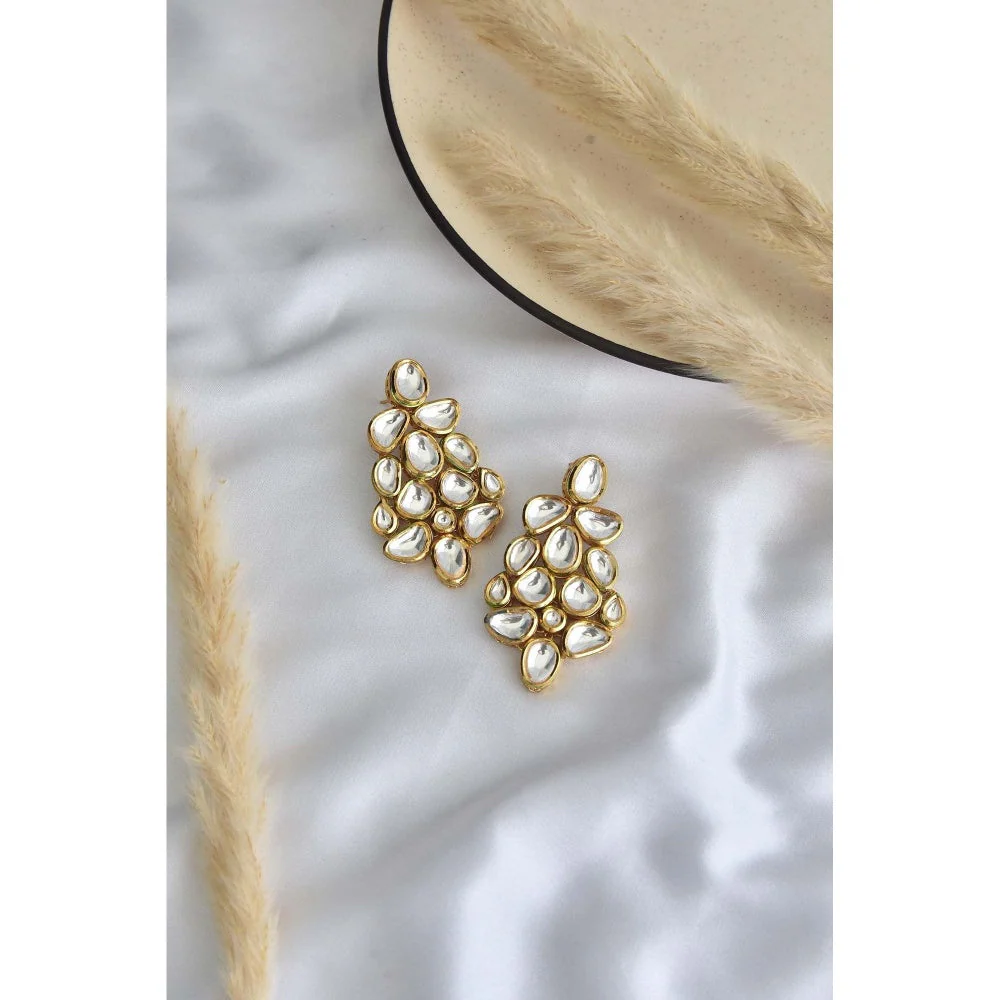 SWABHIMANN Nandini Gold Plated Kundan Dangler Earrings - Image 2