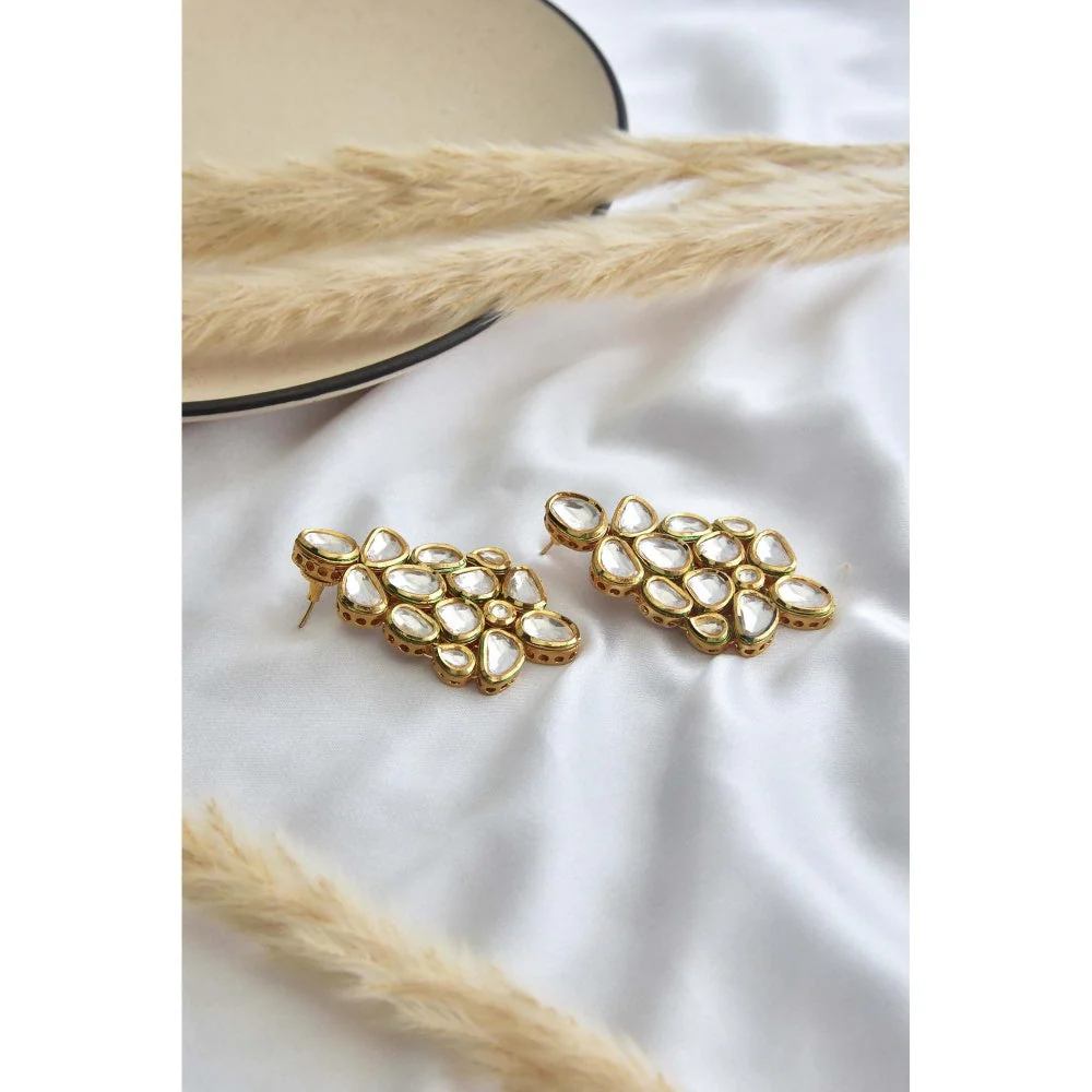 SWABHIMANN Nandini Gold Plated Kundan Dangler Earrings - Image 4