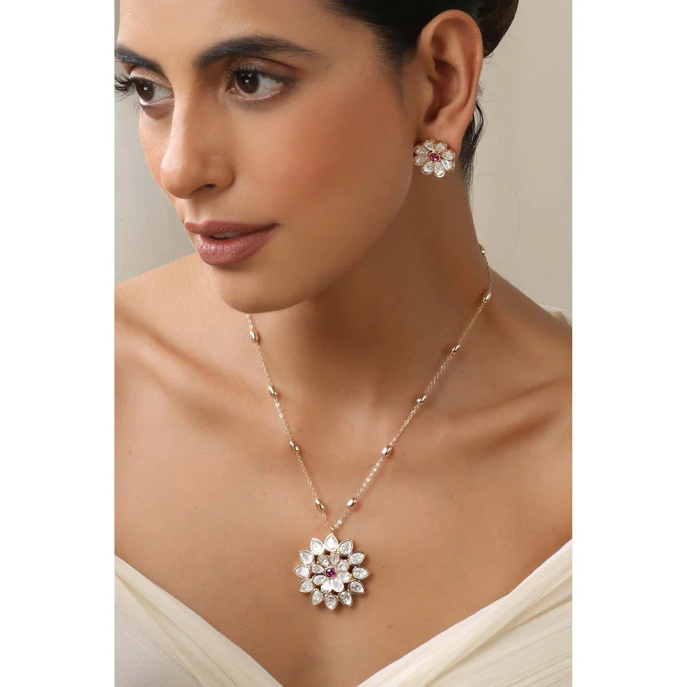 SWABHIMANN Shirin White Polki Pendant Necklace - Image 3