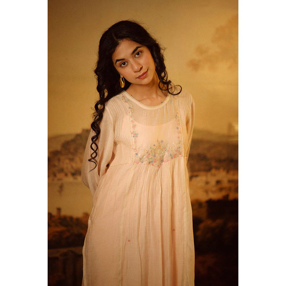 Tatwa Designs Ivory Pink Lovebirds Kurta (Set of 3) - Image 3