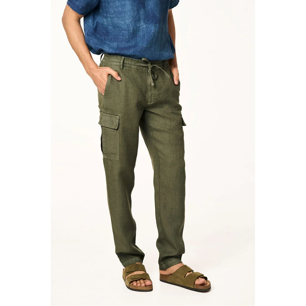 TERRA LUNA Olive Solid Straight Fit Trouser - Image 3