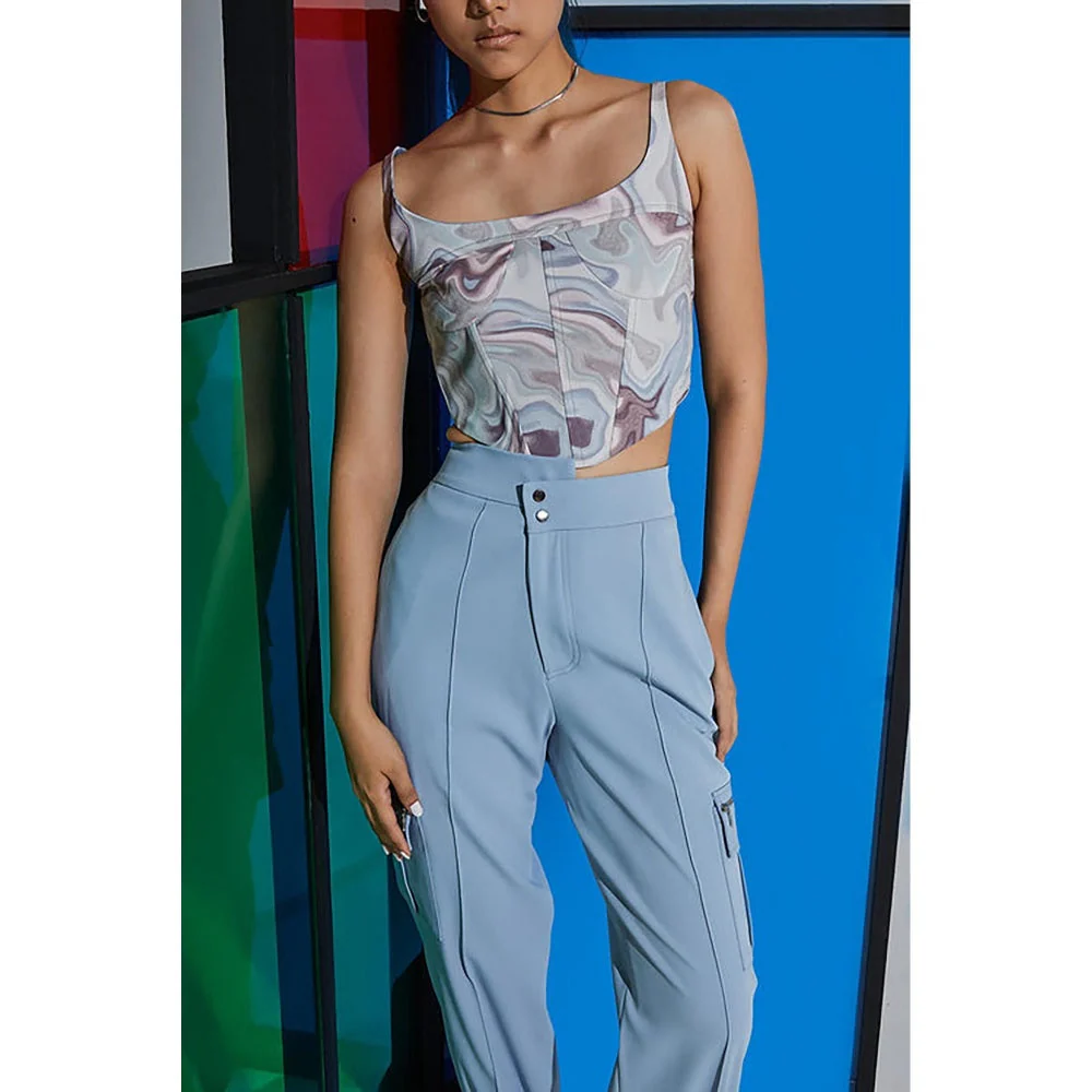 The Dapper Lady Aqua Asymmetric Joggers - Image 3