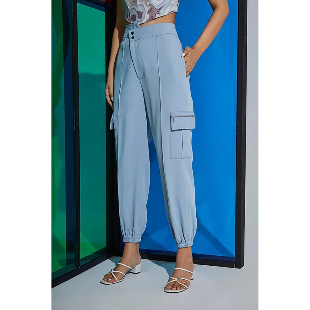 The Dapper Lady Aqua Asymmetric Joggers - Image 4