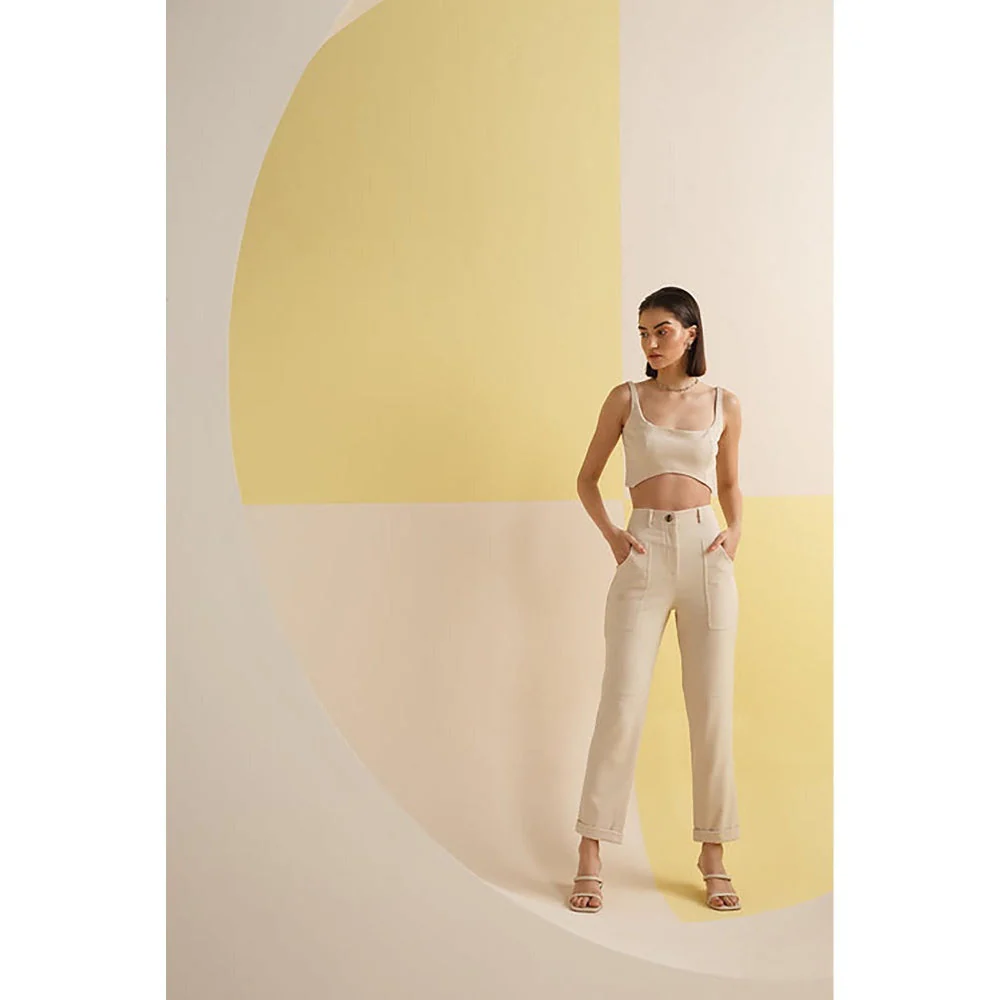 The Dapper Lady Ivory Tapered Pants - Image 4