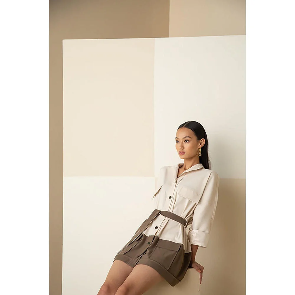 The Dapper Lady Off White Colorblock Mini Dress - Image 3