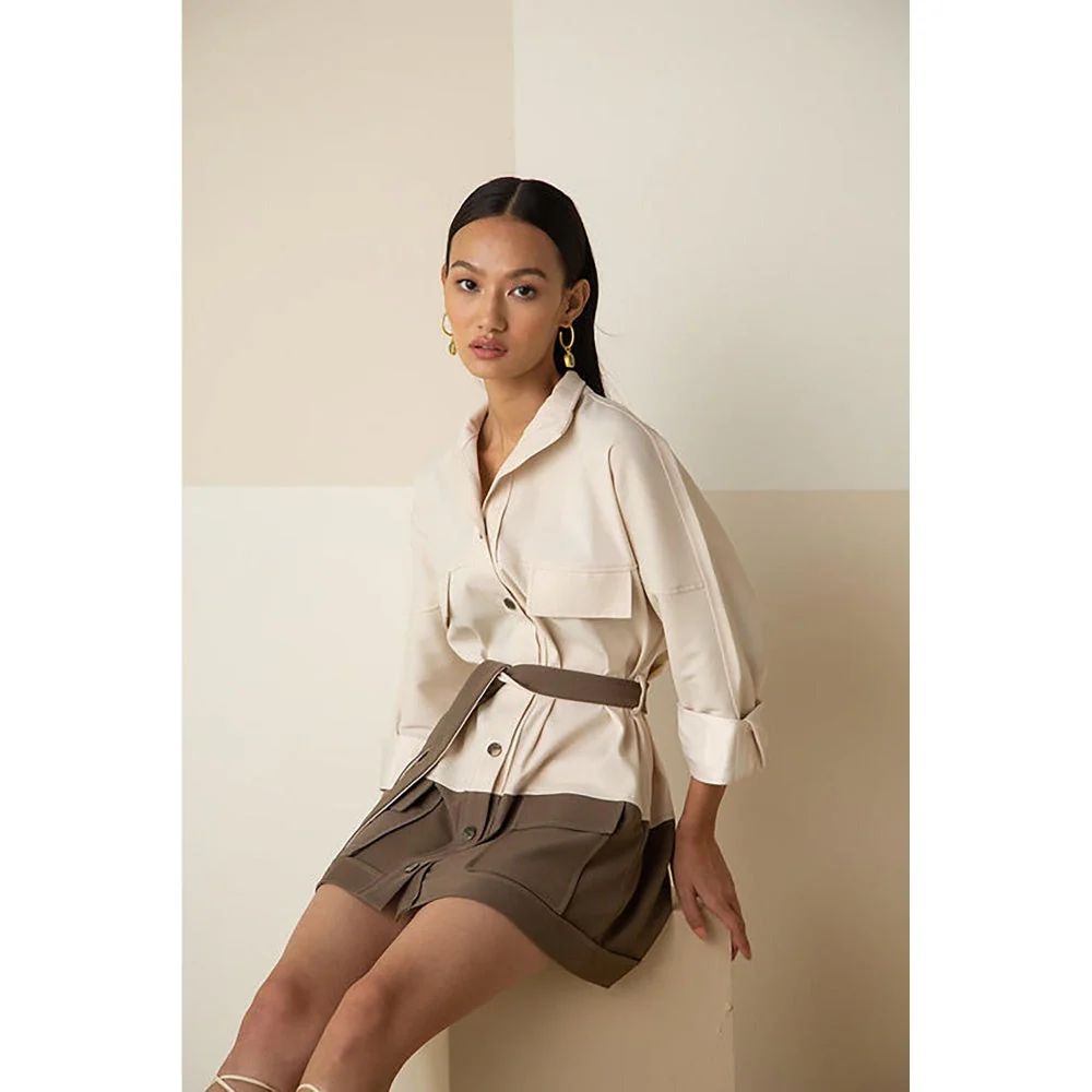 The Dapper Lady Off White Colorblock Mini Dress - Image 4
