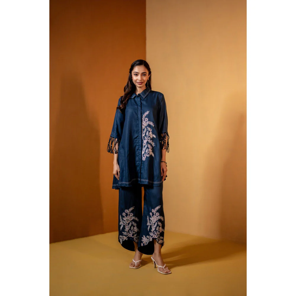 The House of Hemp Navy Blue Neelam Co-Ord Set - Image 3