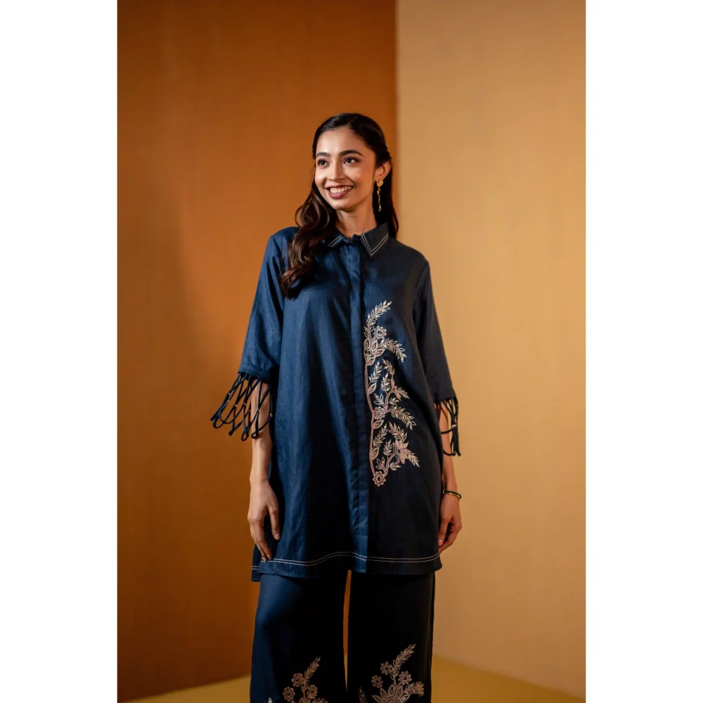 The House of Hemp Navy Blue Neelam Co-Ord Set - Image 8