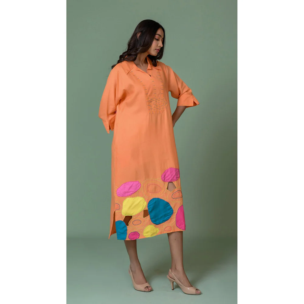 The House of Hemp Women Latest Midi Length Three Fourth Sleeves Dress - Image 2
