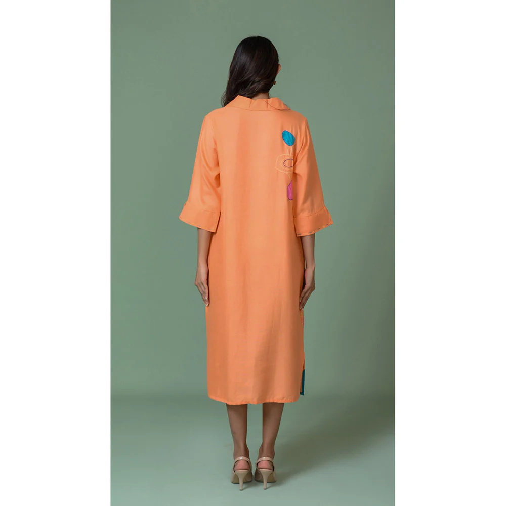 The House of Hemp Women Latest Midi Length Three Fourth Sleeves Dress - Image 3