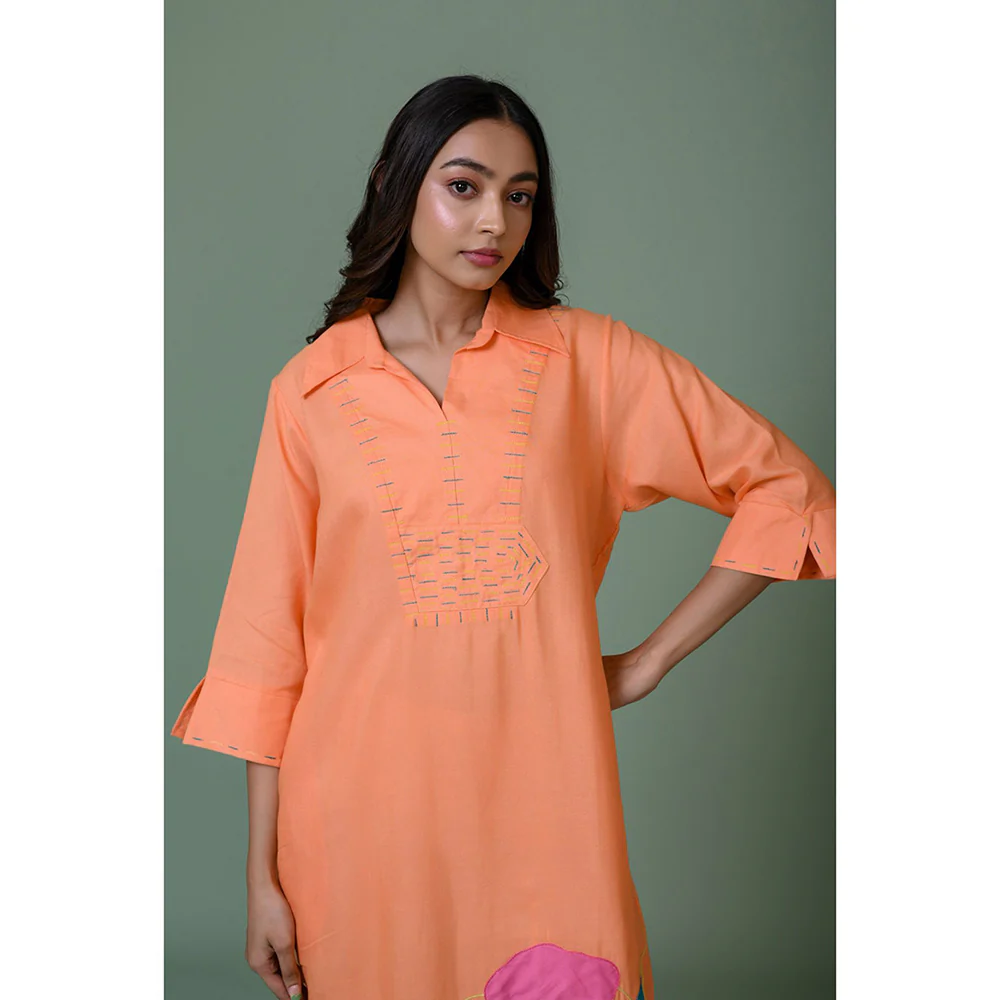 The House of Hemp Women Latest Midi Length Three Fourth Sleeves Dress - Image 4
