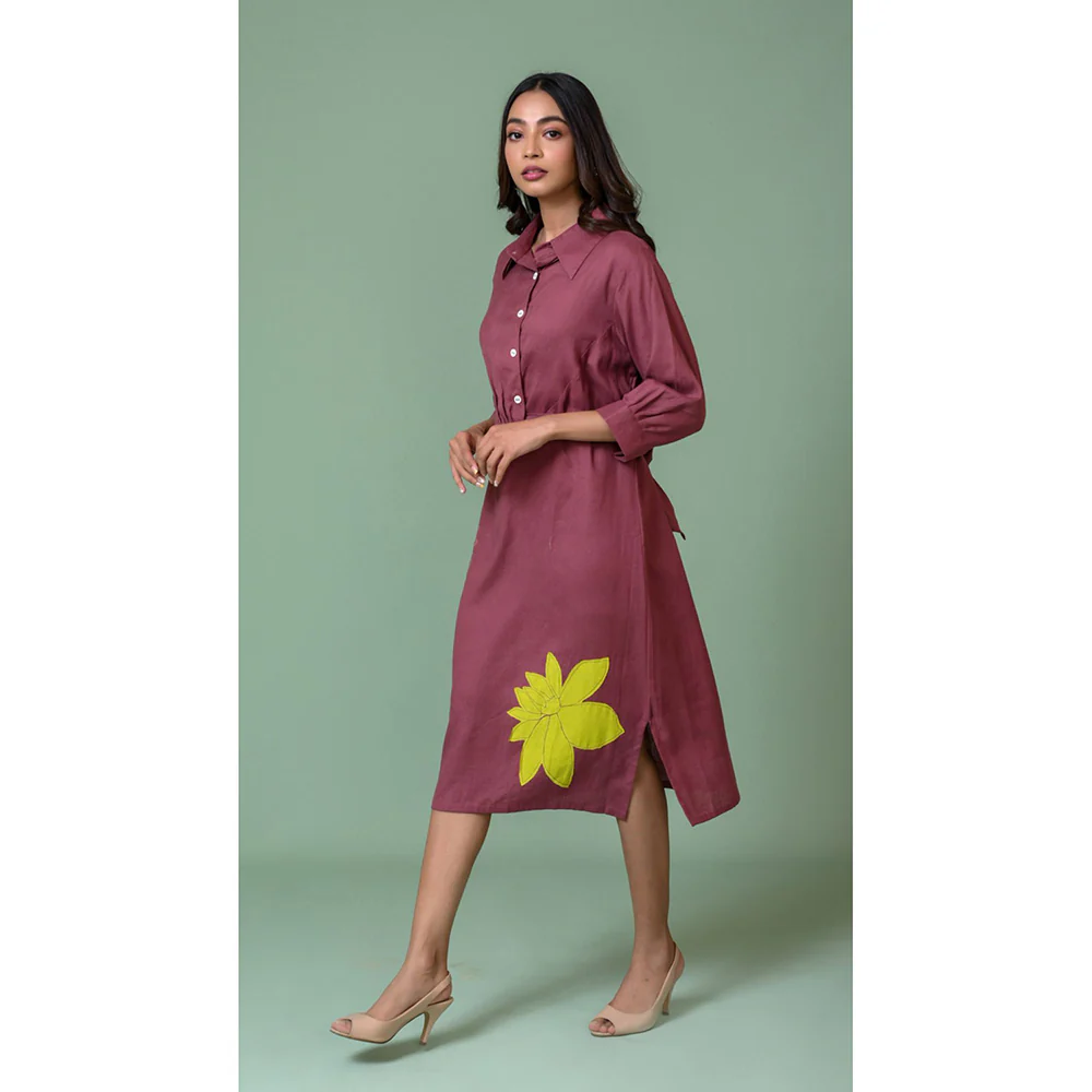 The House of Hemp Women Latest Midi Length Three Fourth Sleeves Dress - Image 2