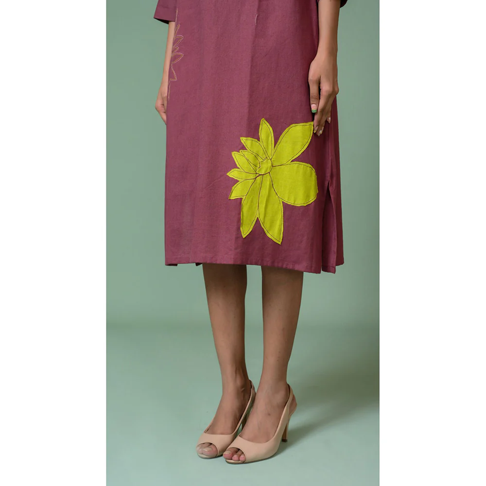 The House of Hemp Women Latest Midi Length Three Fourth Sleeves Dress - Image 4