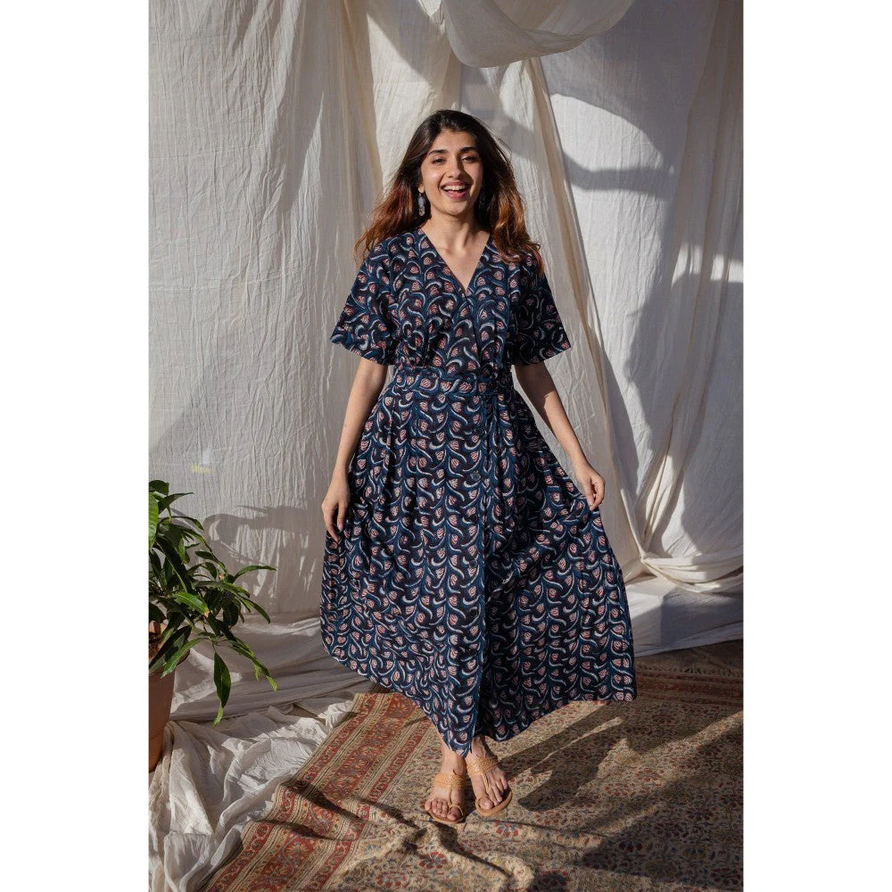 The Indian Ethnic Co. Blue Jahota Cotton Dress - Image 4