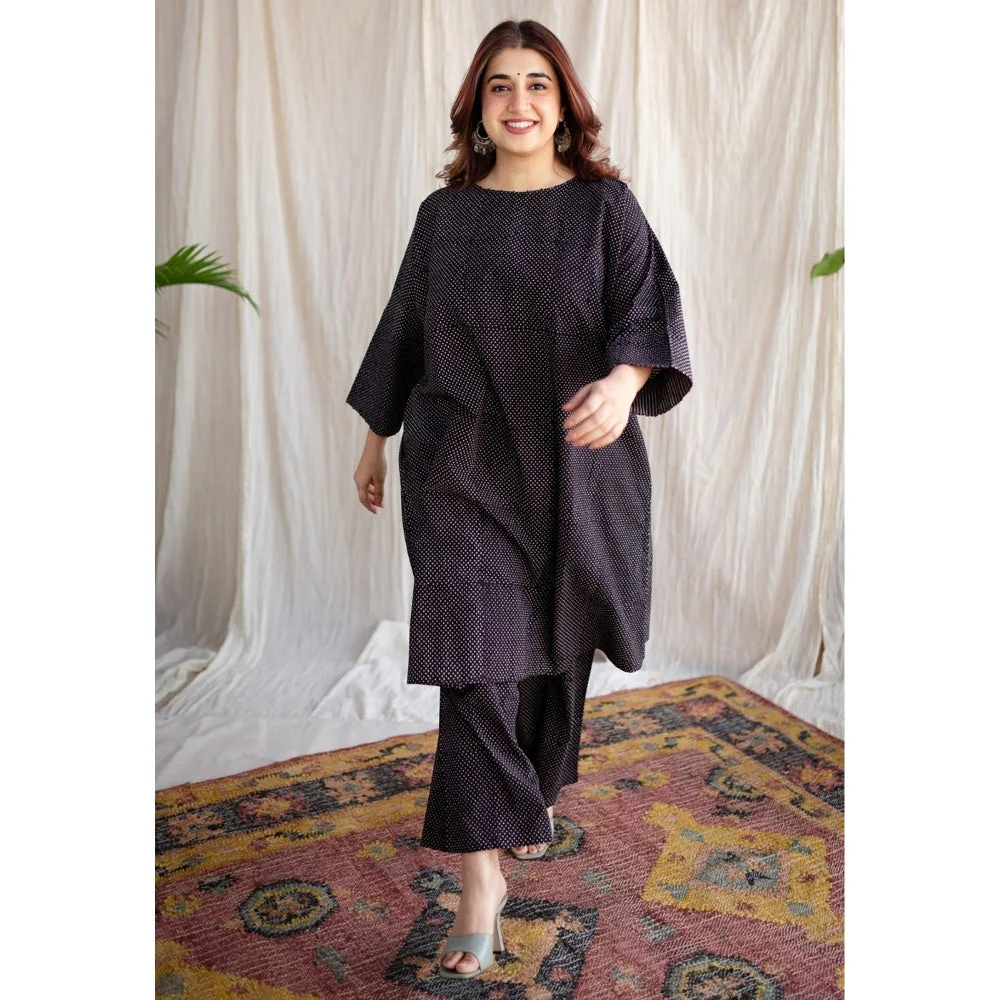 The Indian Ethnic Co. Charcoal Straight Ajrakh Handblock Print Cotton Pant - Image 2