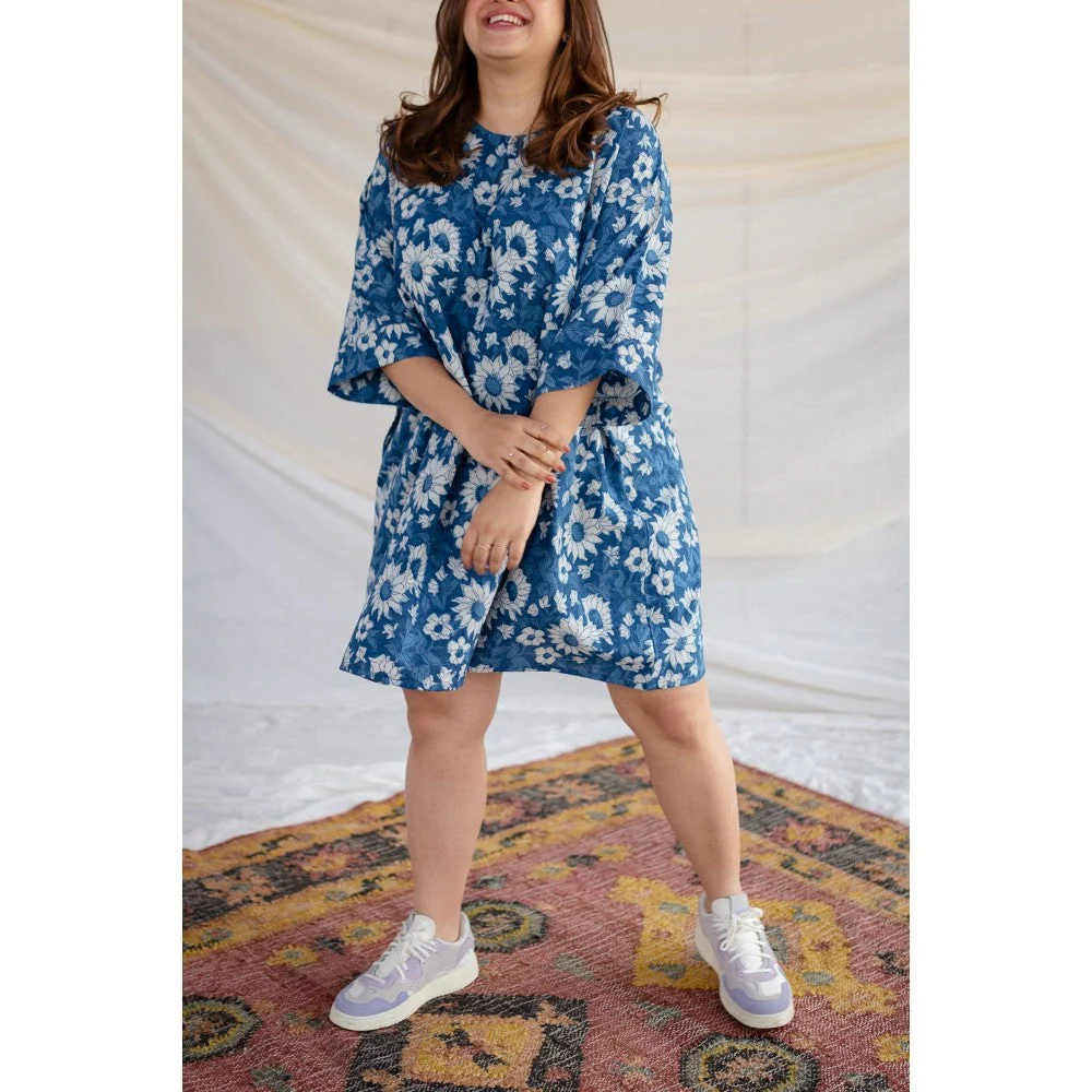 The Indian Ethnic Co. Indigo Dabu Cotton Dress - Image 4