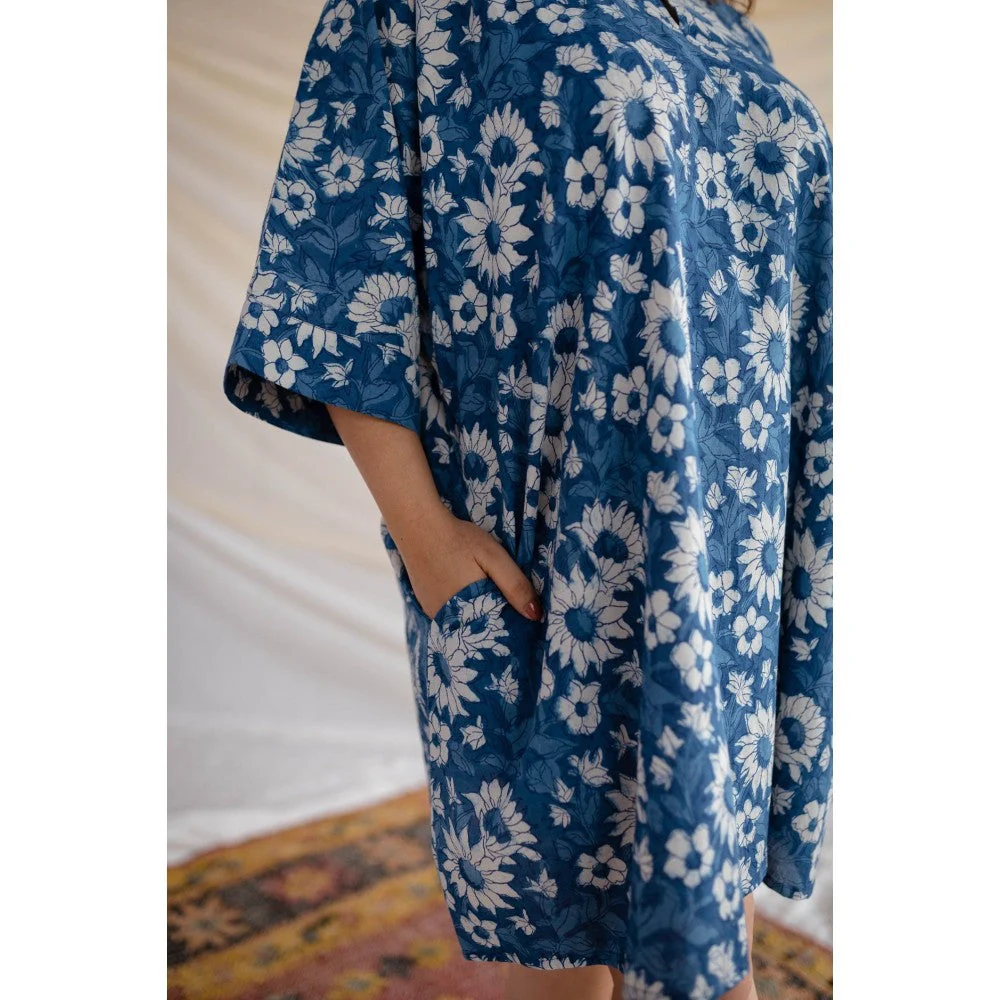 The Indian Ethnic Co. Indigo Dabu Cotton Dress - Image 5