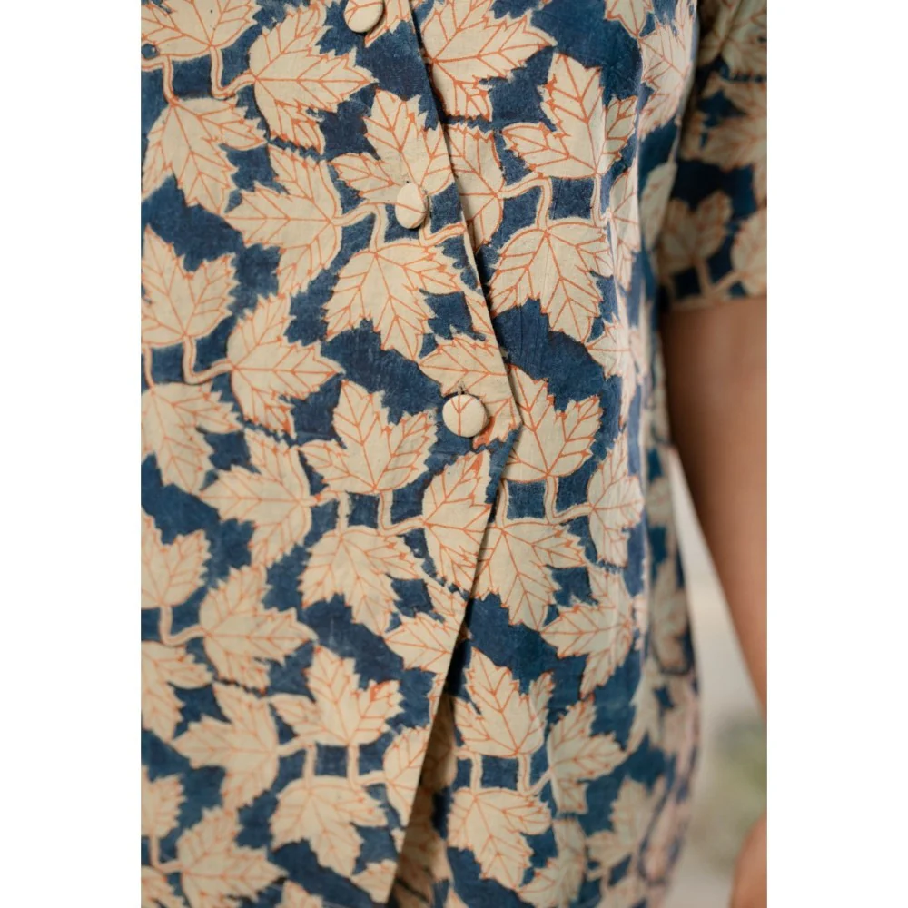 The Indian Ethnic Co. Indigo Kalamkari Cotton Top and Shorts - Image 6