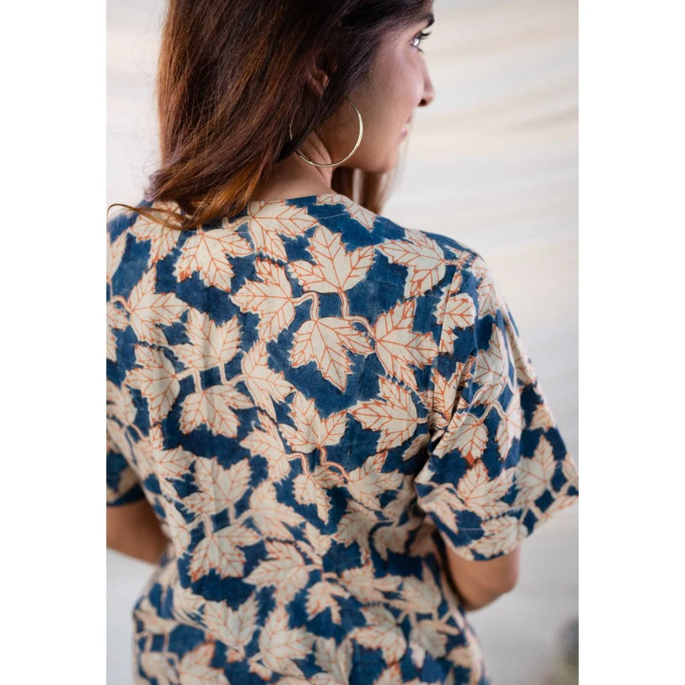 The Indian Ethnic Co. Indigo Kalamkari Cotton Top and Shorts - Image 7