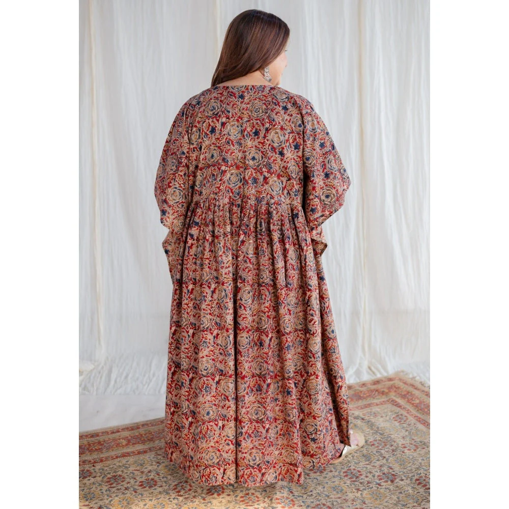 The Indian Ethnic Co. Madder Kalamkari Cotton Kaftan Dress - Image 4