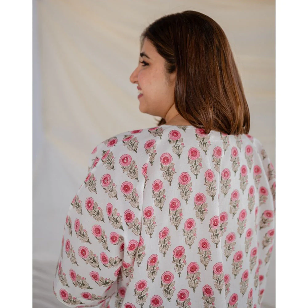 The Indian Ethnic Co. White Sanganeri Organic Cotton Top - Image 8