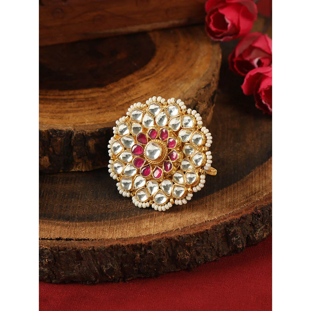 TIZORA Classic Ethnic Pachi Kundan Ring - Image 4