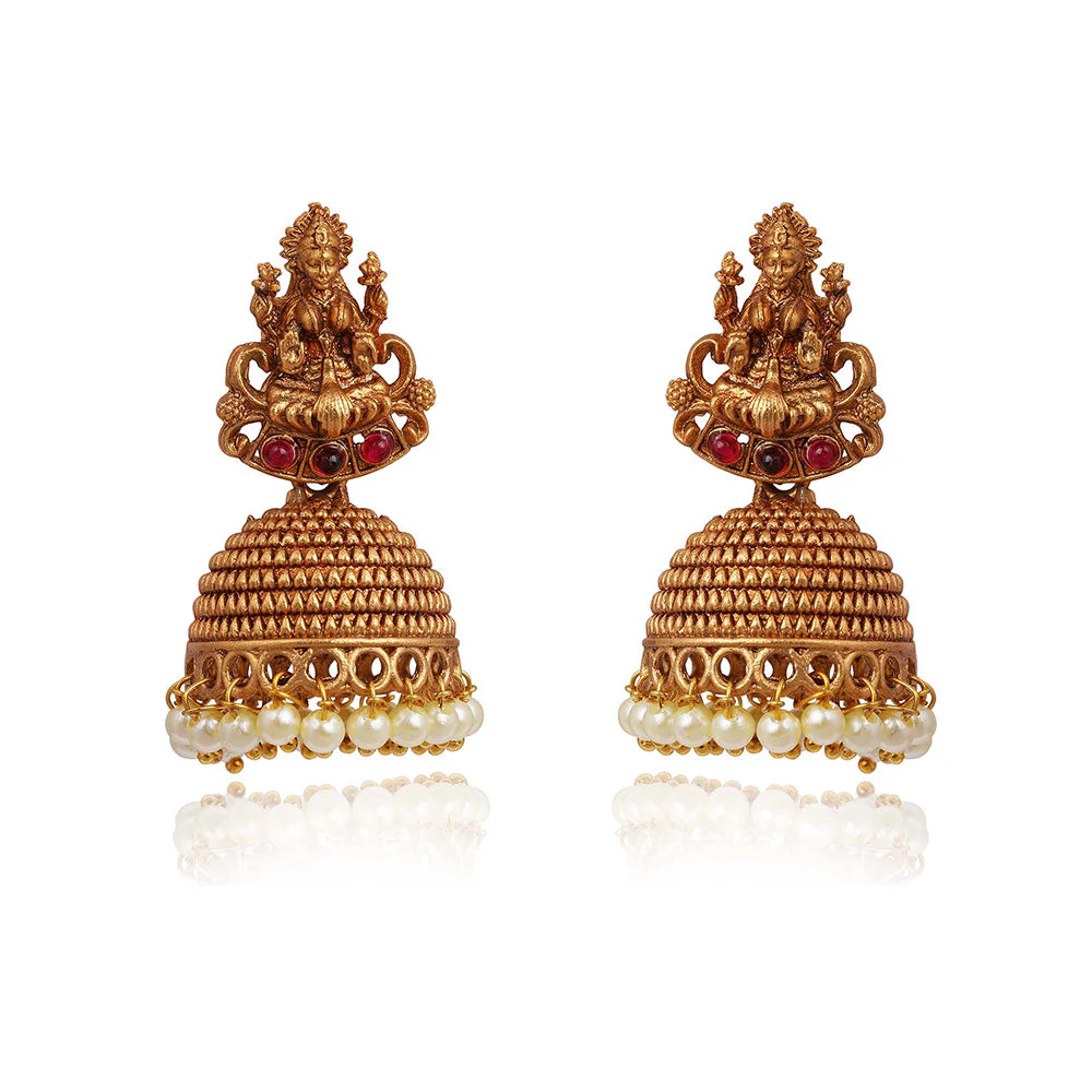 TIZORA Red Silk Base Temple Necklace Set - Image 3