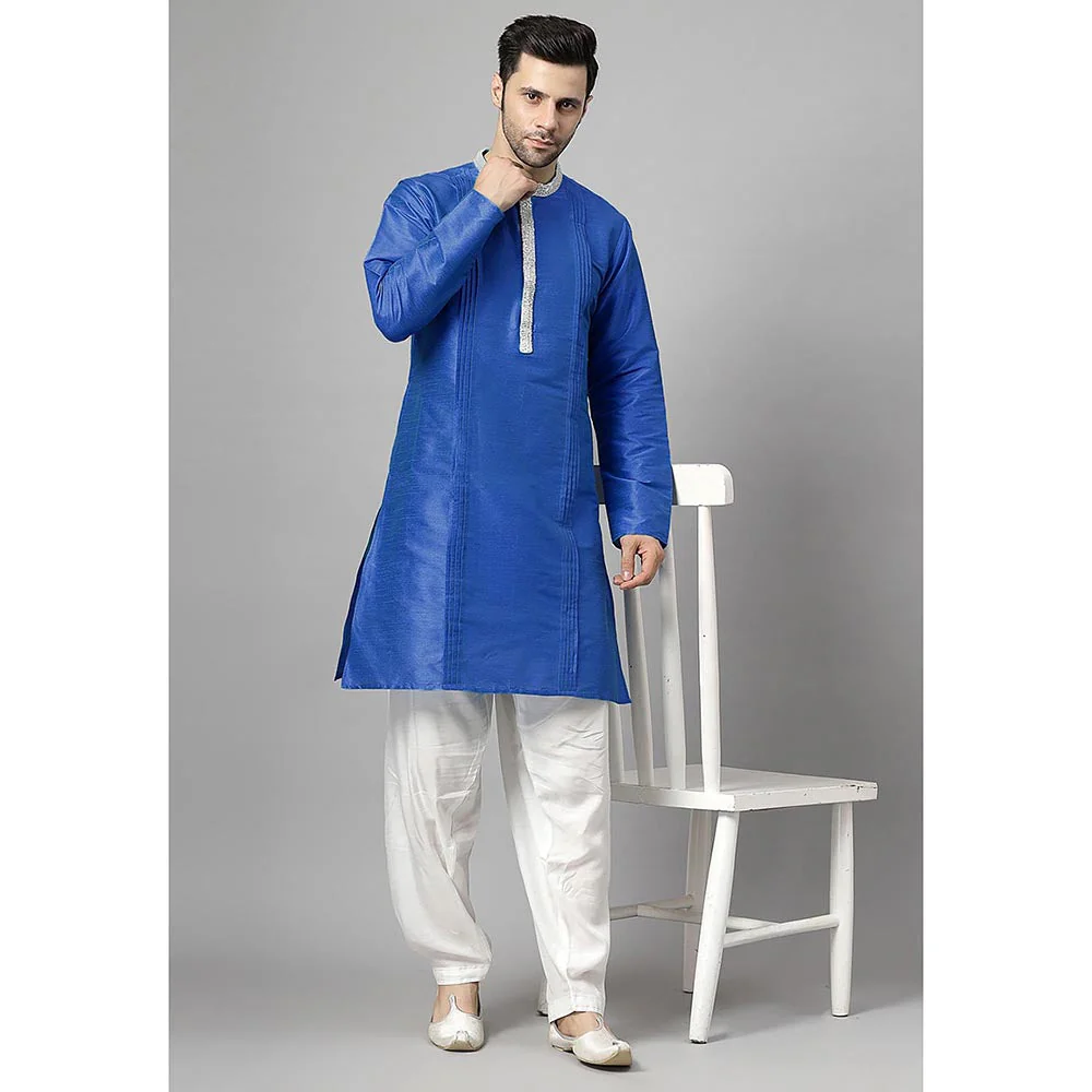 UTSAV FASHION Blue Embellished Pleated Straight Kurta with Salwar - Image 2