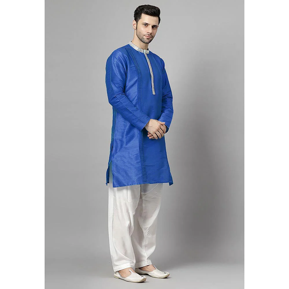UTSAV FASHION Blue Embellished Pleated Straight Kurta with Salwar - Image 3