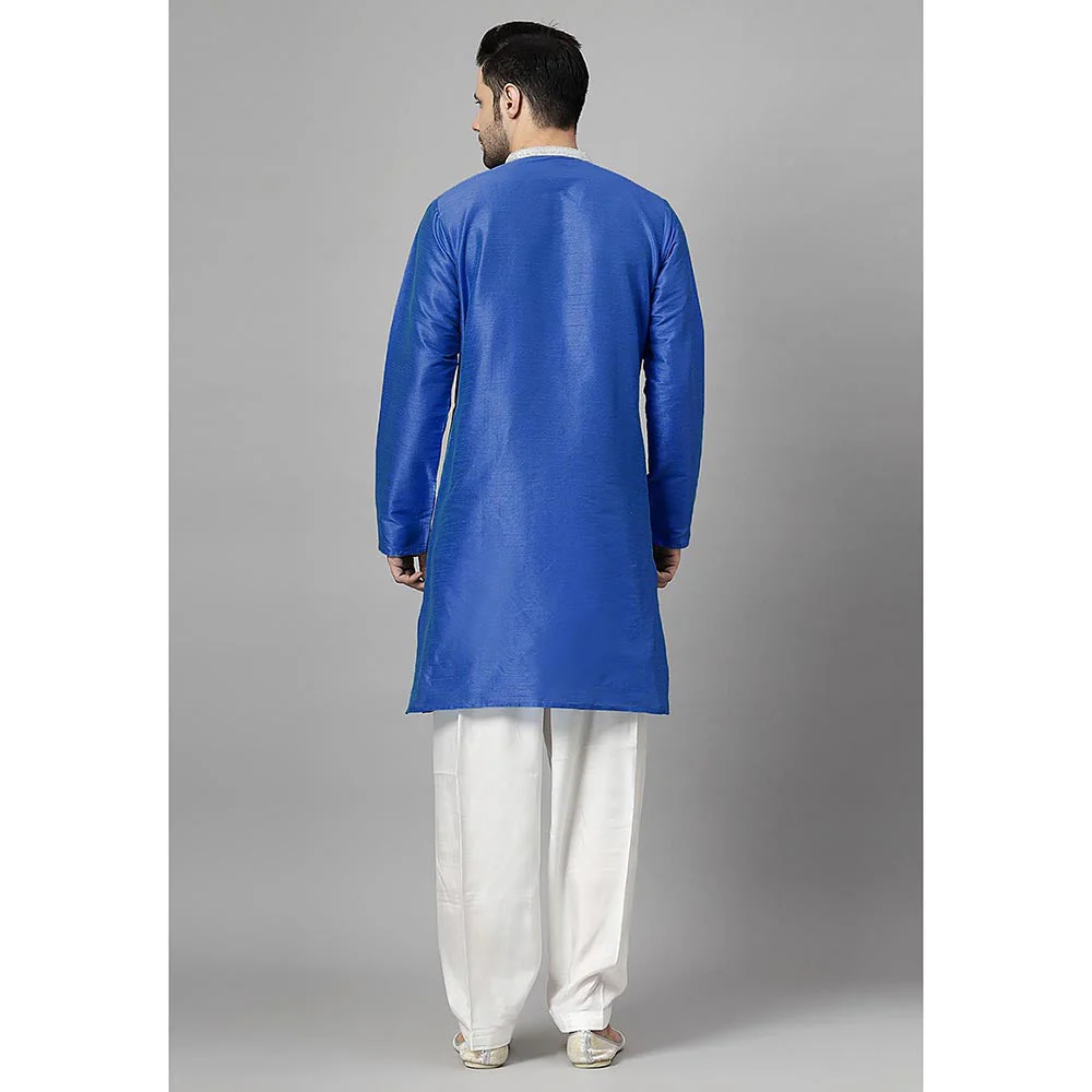 UTSAV FASHION Blue Embellished Pleated Straight Kurta with Salwar - Image 4