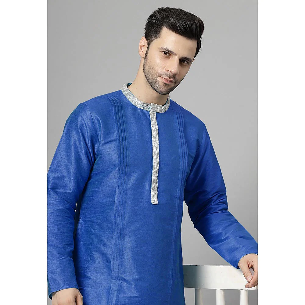 UTSAV FASHION Blue Embellished Pleated Straight Kurta with Salwar - Image 5