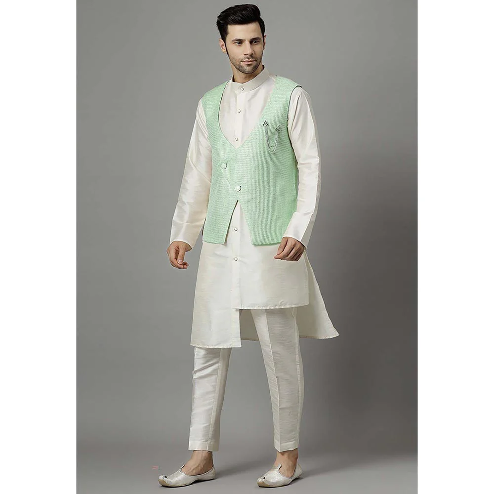 UTSAV FASHION Green Kurta and Pant with Waistcoat - Image 2
