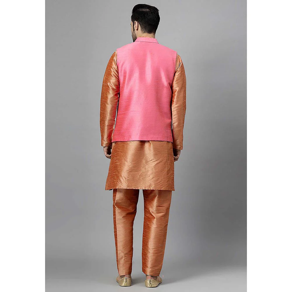 UTSAV FASHION Men Floral Embroidered Regular Beads and Stones Kurta with Pants - Image 3