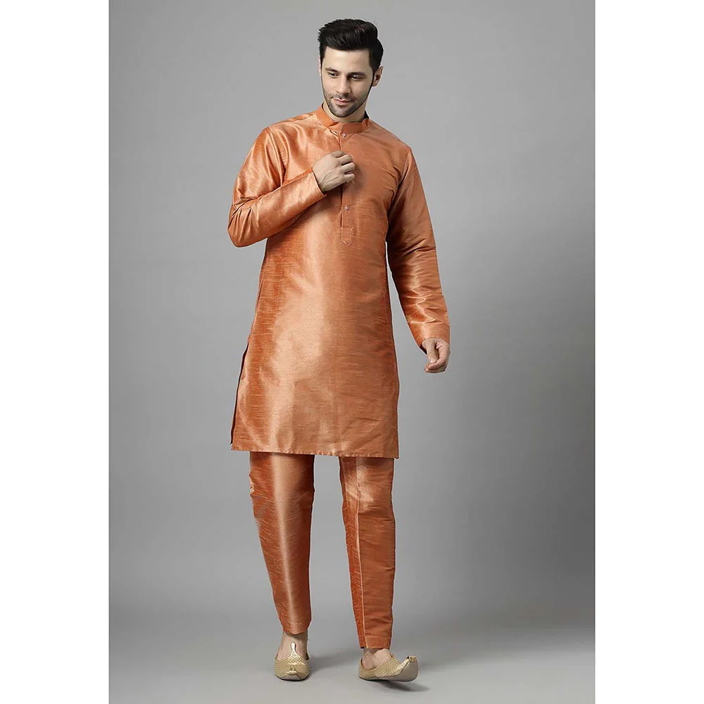 UTSAV FASHION Men Floral Embroidered Regular Beads and Stones Kurta with Pants - Image 4