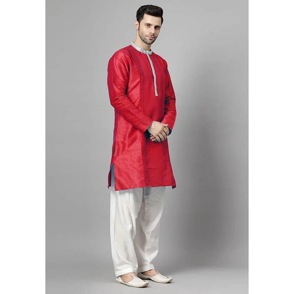 UTSAV FASHION Pink Embellished Pleated Straight Kurta with Salwar - Image 3