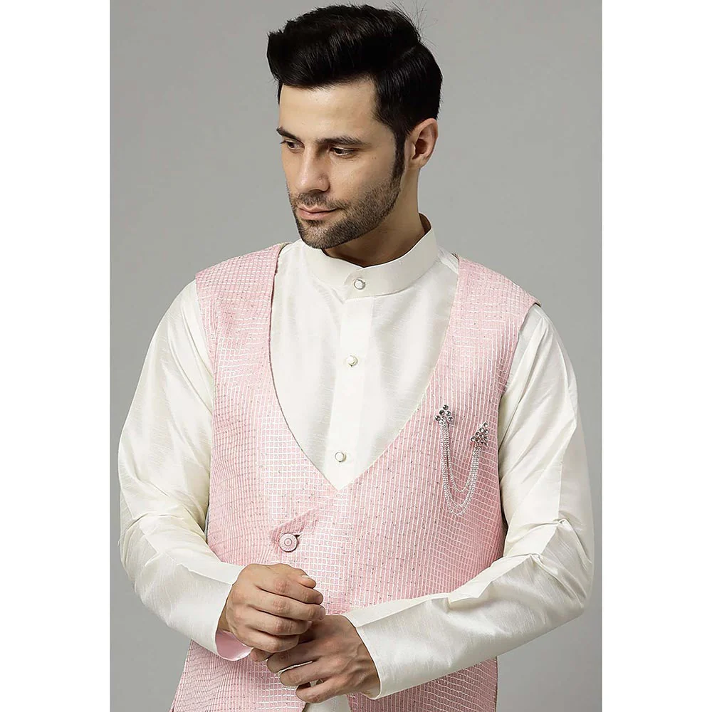 UTSAV FASHION Pink Kurta and Pant with Waistcoat - Image 5