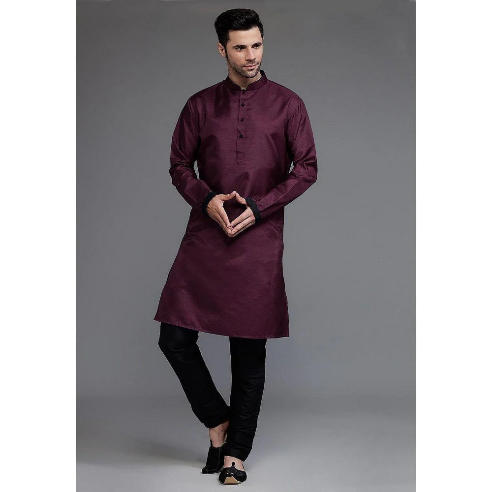 UTSAV FASHION Woven Art Silk Purple Kurta with Pant and Jacket - Image 5