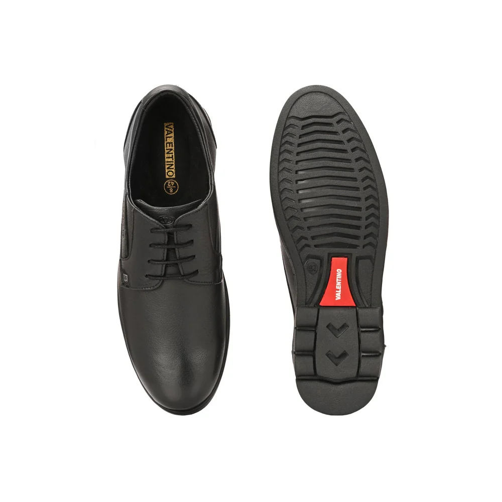 Valentino Men Premium Leather Black Lace-Up Formal Derby Shoes - Image 8