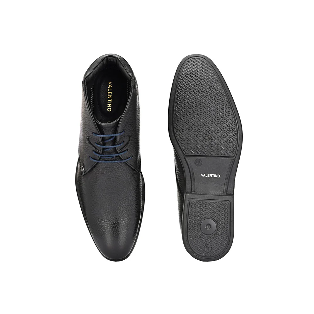 Valentino Men Premium Leather Black Lace-Up Formal Derby Shoes - Image 7
