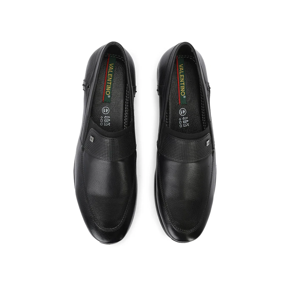 Valentino Men Premium Leather Black Slip-On Formal Loafer Shoes - Image 2