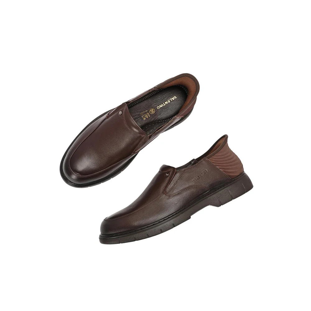 Valentino Men Premium Leather Brown Hands-Free Slip-In Loafer Shoes - Image 2