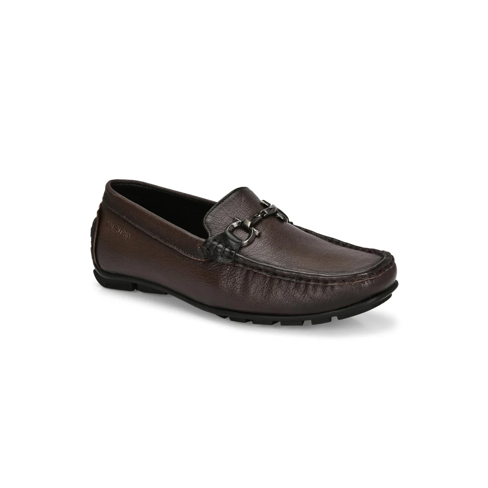 Valentino Men Premium Leather Brown Slip On Loafer - Image 3