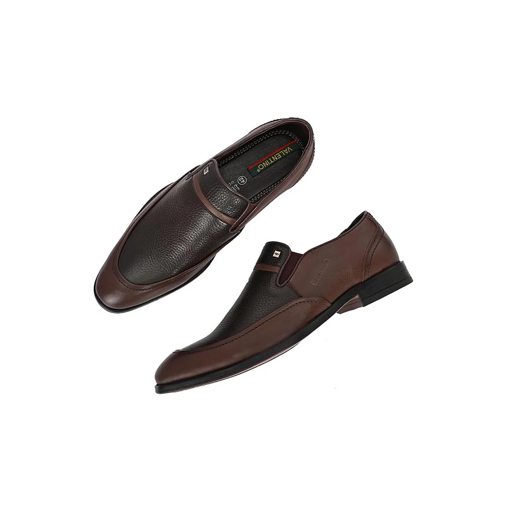 Valentino Mens Leather Casual Loafers - Brown - Image 8