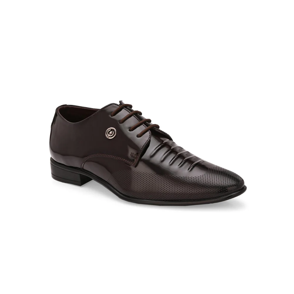 Valentino West Port Men Synthetic Patent Lace-Up Party Wear Shoes - Image 2