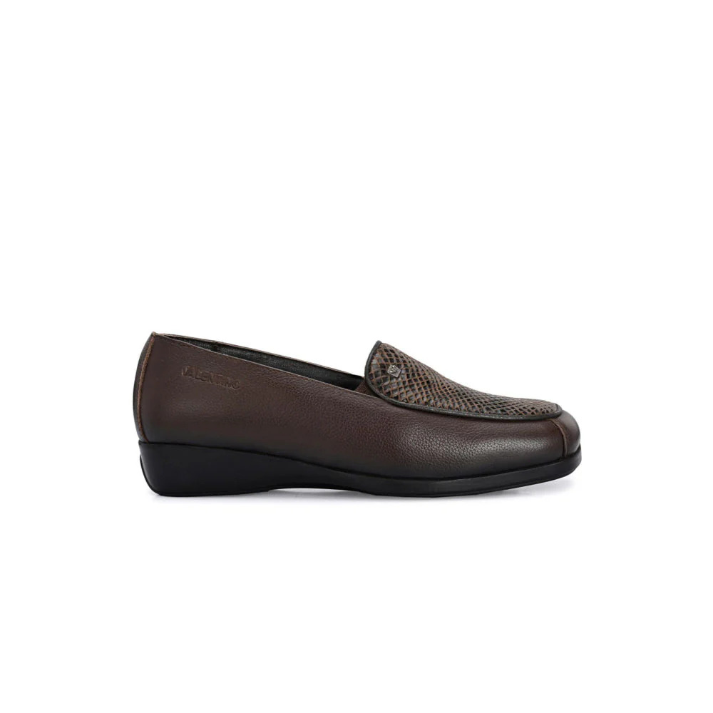 Valentino Women Brown Leather Loafers - Image 3